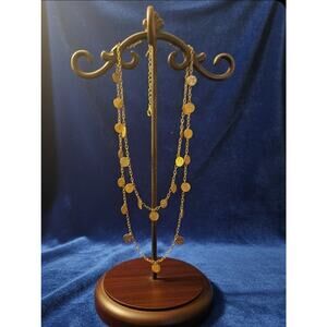 Necklace Zodiac Sign Gold Tone Engraved Coin Charm Designer Statement Jewelry